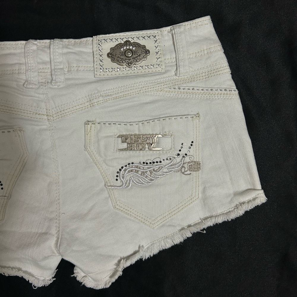 Y2K Vintage Sissy Boy Micro Mini Silver Charms Denim Shorts